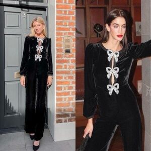 SALONI velvet bow jumpsuit - Holiday ready!